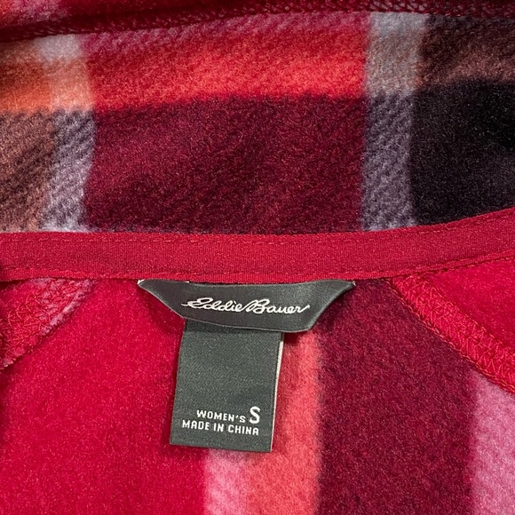 Eddie Bauer Venture Red Plaid 1/4 Zip Plush Pullover Fleece Top - Women’s Small - Picture 8 of 12
